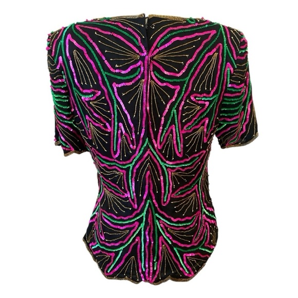 Stenay Womens Vintage Pink And Green Evening Top - Picture 4 of 7